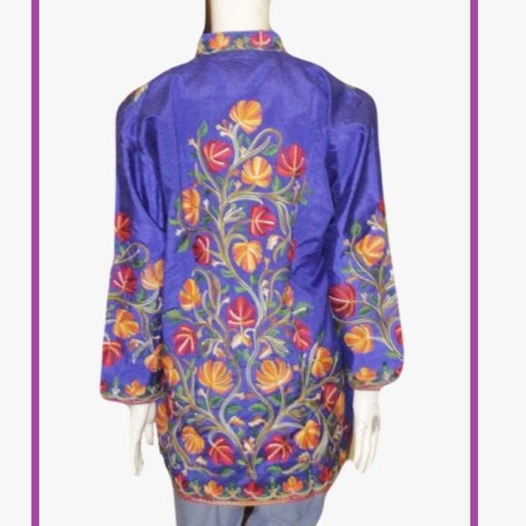 Bright Blue Embroidered Jacket - Picture 4 of 8